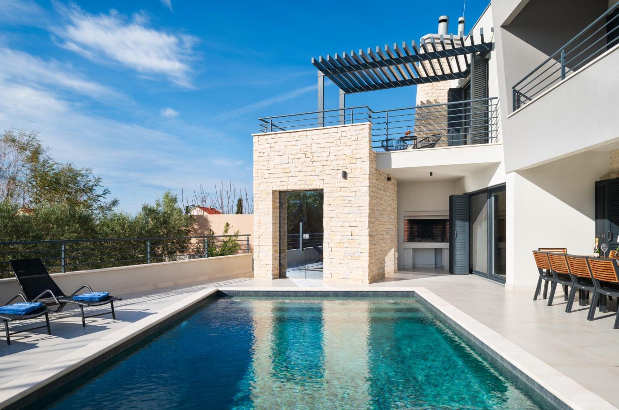 Villa Roca With Heated Pool And Sauna Privlaka  Buitenkant foto