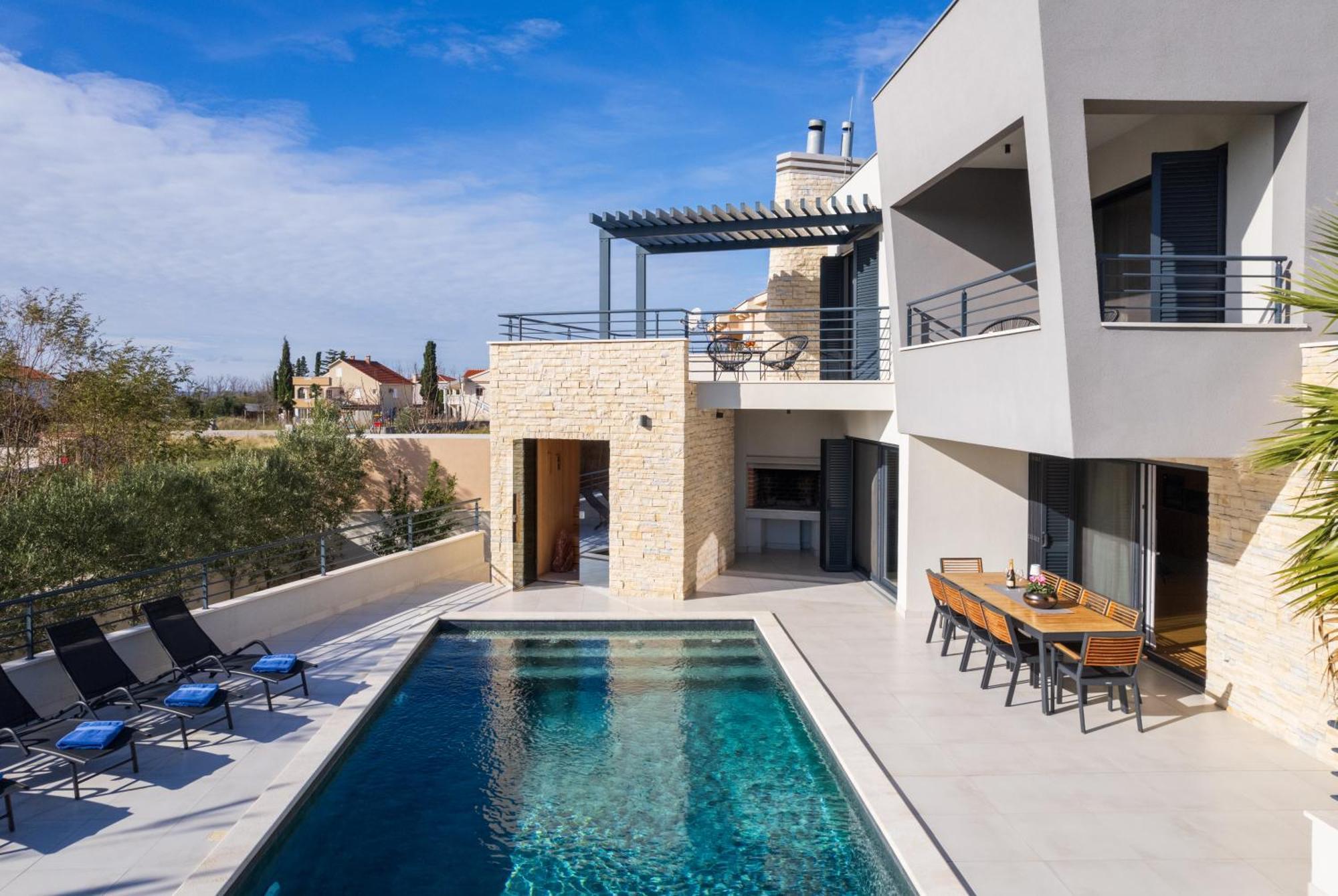 Villa Roca With Heated Pool And Sauna Privlaka  Buitenkant foto