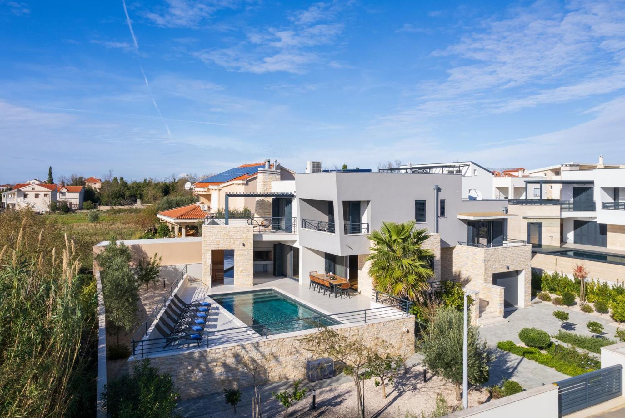 Villa Roca With Heated Pool And Sauna Privlaka  Buitenkant foto